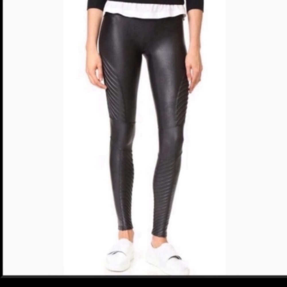 Spanx black leather moto leggings